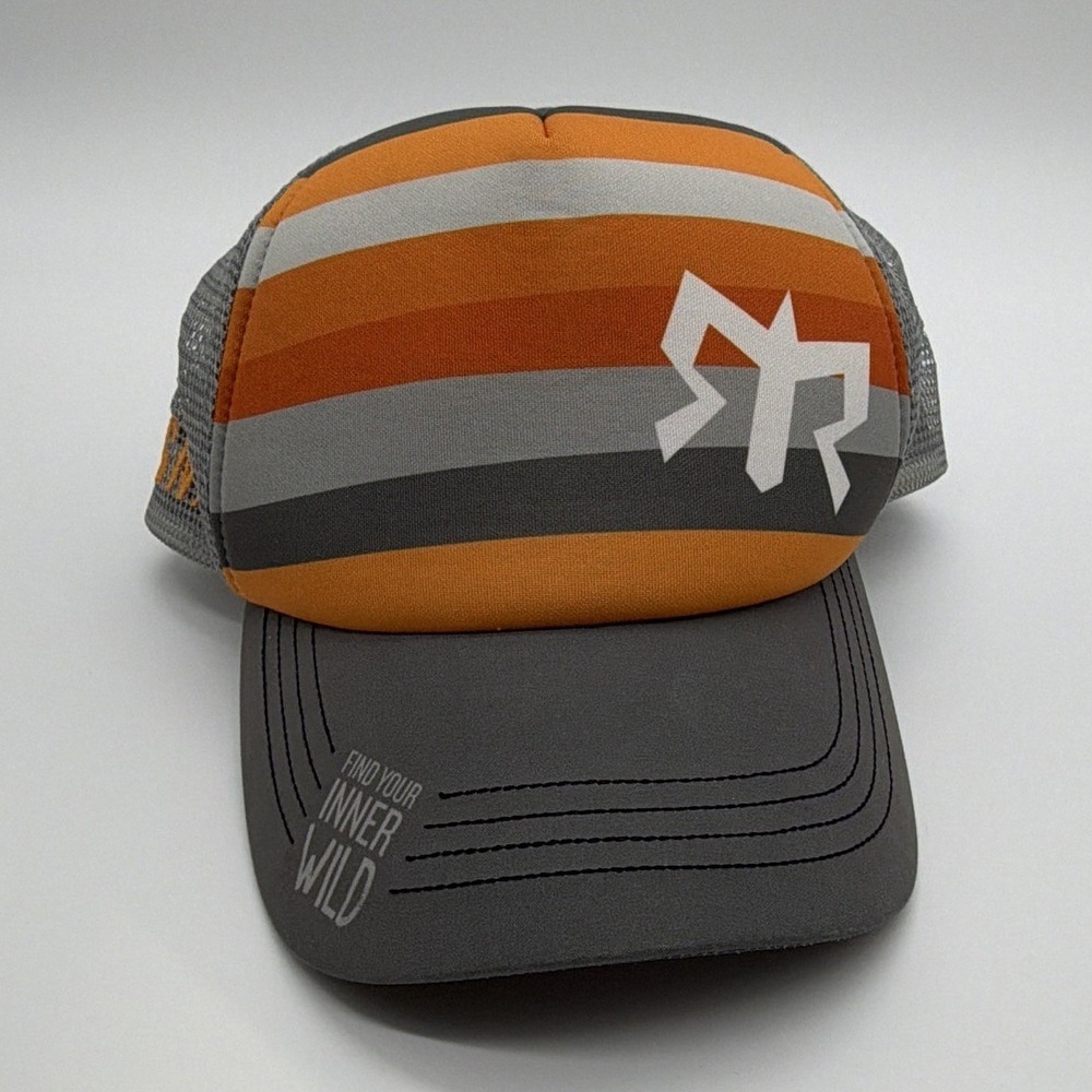 boco Ragnar Relay Striped Trucker Hat Mesh Back‎ Adjustable Orange Gray One Size